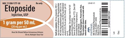 etoposide 1g vial.jpg PACKAGE LABEL PRINCIPAL DISPLAY PANEL - Etoposide Injection, USP 1 gram per 50 mL Vial Label - etoposide 1g vial